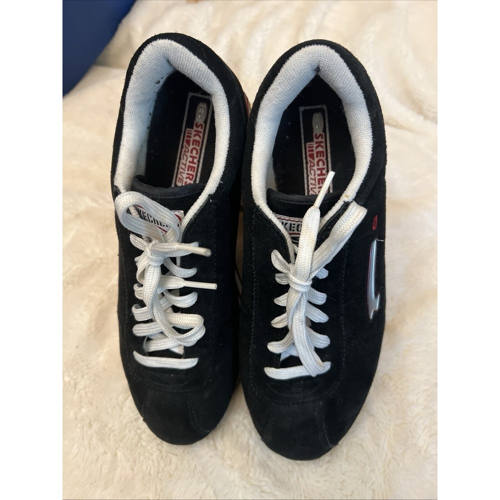 Skechers Active Womens 1656 Black Red Low Top Lace Up Size 11 Comfort Shoes Flat